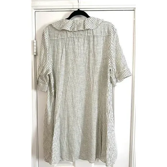 11.1 Tylho ANTHROPOLOGIE Minnie Blouse Ruffle Tunic Top Shirt Cross Print- L NWT - Picture 7 of 7